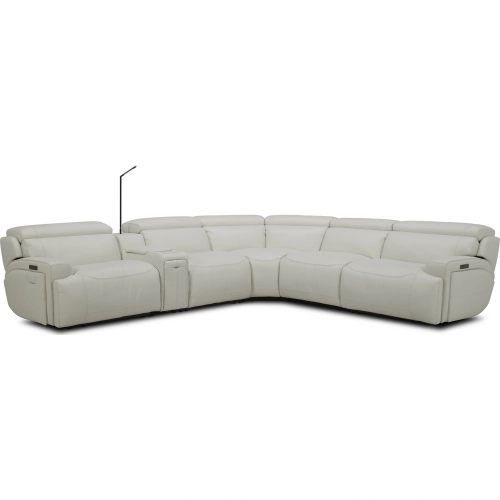 6095B Zero Gravity Recline Sectional Sofa with Charging in White Leather